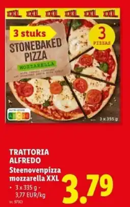 Lidl Trattoria alfredo steenovenpizza mozzarella xxl aanbieding