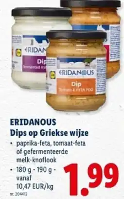 Lidl Eridanous dips op griekse wijze aanbieding