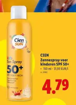 Lidl Cien zonnespray voor kinderen spf 50+ aanbieding