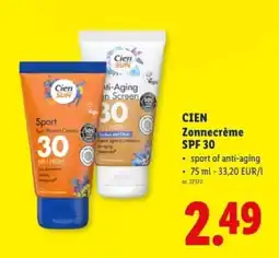 Lidl Cien zonnecrème spf 30 aanbieding