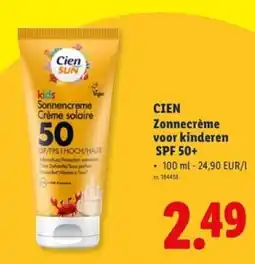 Lidl Cien zonnecrème voor kinderen spf 50+ aanbieding