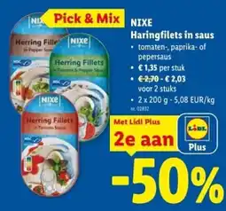 Lidl Nixe haringfilets in saus aanbieding