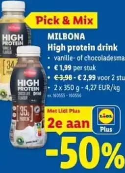 Lidl Milbona high protein drink aanbieding