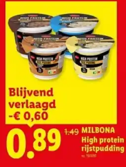 Lidl Milbona high protein rijstpudding aanbieding