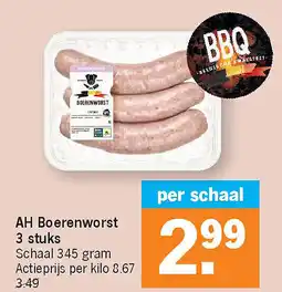 Albert Heijn AH Boerenworst 3 stuks aanbieding