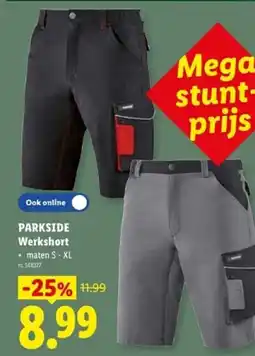 Lidl Parkside werkshort aanbieding