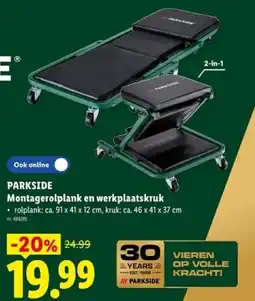 Lidl Parkside montagerolplank en werkplaatskruk aanbieding