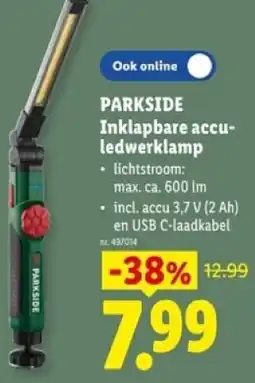 Lidl Parkside inklapbare accu- ledwerklamp aanbieding