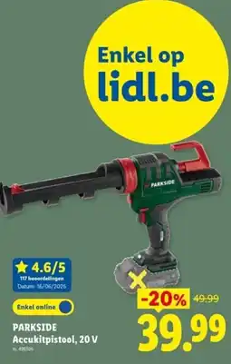 Lidl Parkside accukitpistool, 20 v aanbieding
