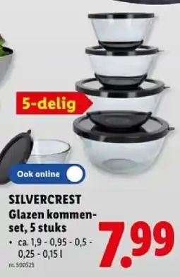 Lidl Silvercrest glazen kommen- set aanbieding