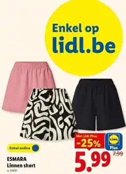 Lidl Esmara linnen short aanbieding