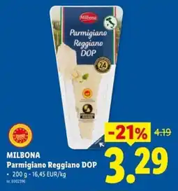 Lidl Milbona parmigiano reggiano dop aanbieding