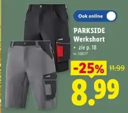 Lidl Parkside werkshort aanbieding