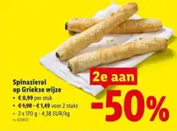 Lidl Spinazierol op griekse wijze aanbieding