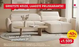 BE-Okay Stylife salon zit arm links met elektrisch verstelbare zit + longchair rechts aanbieding