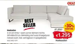 BE-Okay Hoeksalon 3-zit arm links + open corner element rechts aanbieding