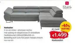 BE-Okay Hoeksalon 2-zit arm links + ottomaan rechts aanbieding