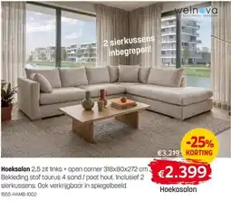 BE-Okay Hoeksalon 2,5 zit links + open corner aanbieding