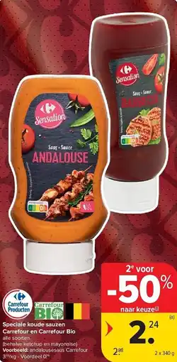 Carrefour Speciale koude sauzen carrefour en carrefour bio aanbieding