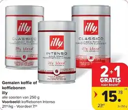 Carrefour Gemalen koffie of koffiebonen illy aanbieding