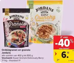 Carrefour Ontbijtgranen en granola jordans aanbieding