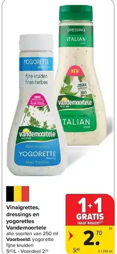 Carrefour Vinaigrettes, dressings en yogorettes vandemoortele aanbieding