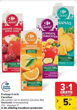 Carrefour Fruitsap in brik carrefour aanbieding