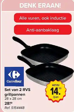 Carrefour Set van 2 RVS grillpannen aanbieding