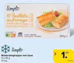 Carrefour Bladerdeeghapjes met kaas aanbieding