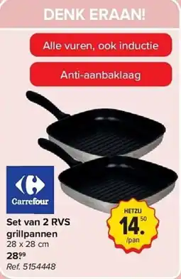 Carrefour Set van 2 rvs grillpannen aanbieding