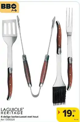Carrefour 4-delige barbecueset met hout aanbieding