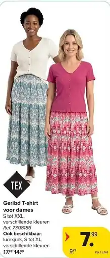 Carrefour Geribd t-shirt voor dames aanbieding