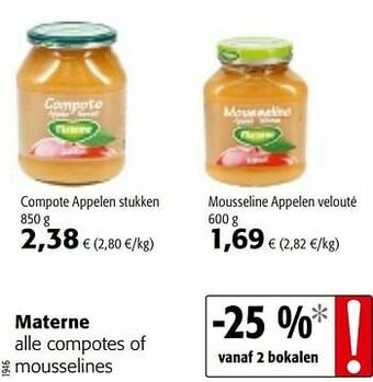 Colruyt Materne alle compotes of mousselines aanbieding