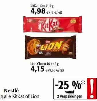 Colruyt Nestlé alle kitkat of lion aanbieding