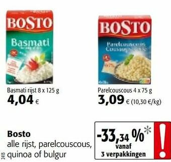 Colruyt Bosto alle rijst, parelcouscous, quinoa of bulgur aanbieding