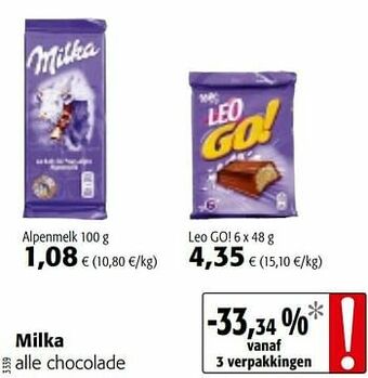 Colruyt Milka alle chocolade aanbieding