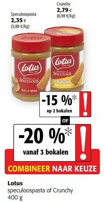 Colruyt Lotus speculoospasta of crunchy aanbieding
