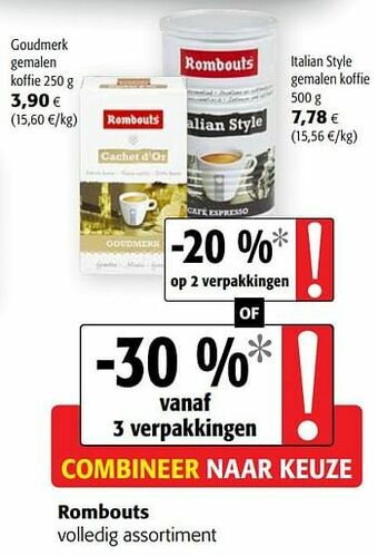 Colruyt Rombouts volledig assortiment aanbieding