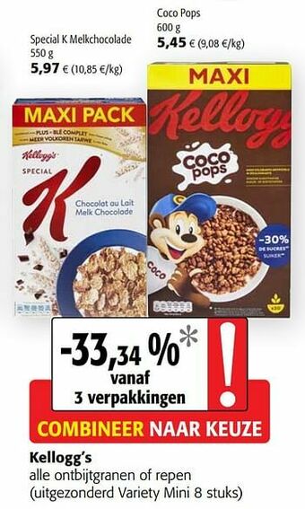 Colruyt Kellogg’s alle ontbijtgranen of repen aanbieding
