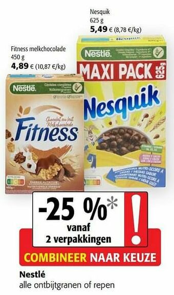 Colruyt Nestlé alle ontbijtgranen of repen aanbieding