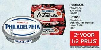Roomkaas philadelphia + intense philadelphia 2e voor 1-2 prijs