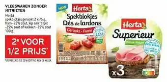 Alvo Vleeswaren zonder nitrieten herta 2e voor 1-2 prijs aanbieding