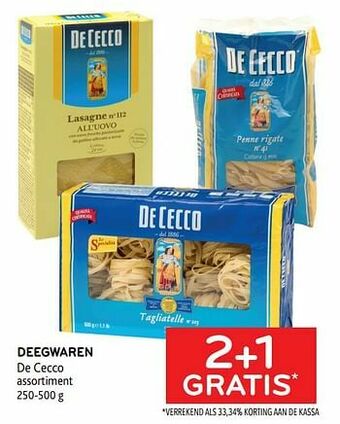 Alvo Deegwaren de cecco 2+1 gratis aanbieding