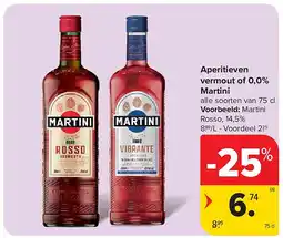 Carrefour Aperitieven vermout of 0,0% Martini aanbieding
