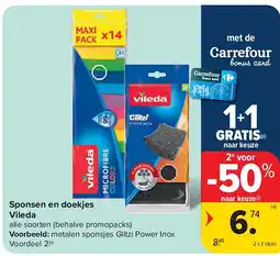 Carrefour Sponsen en doekjes Vileda aanbieding
