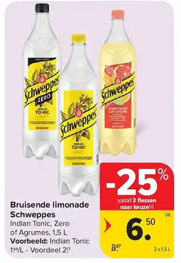 Carrefour Bruisende limonade Schweppes aanbieding