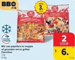 Carrefour Market Mix van paprika's in reepjes of groenten om te grillen carrefour aanbieding