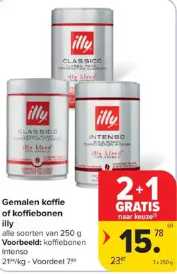 Carrefour Market Gemalen koffie of koffiebonen illy aanbieding