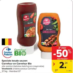 Carrefour Market Speciale koude sauzen carrefour en carrefour bio aanbieding