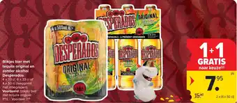 Blikjes bier met tequila original en zonder alcohol desperados